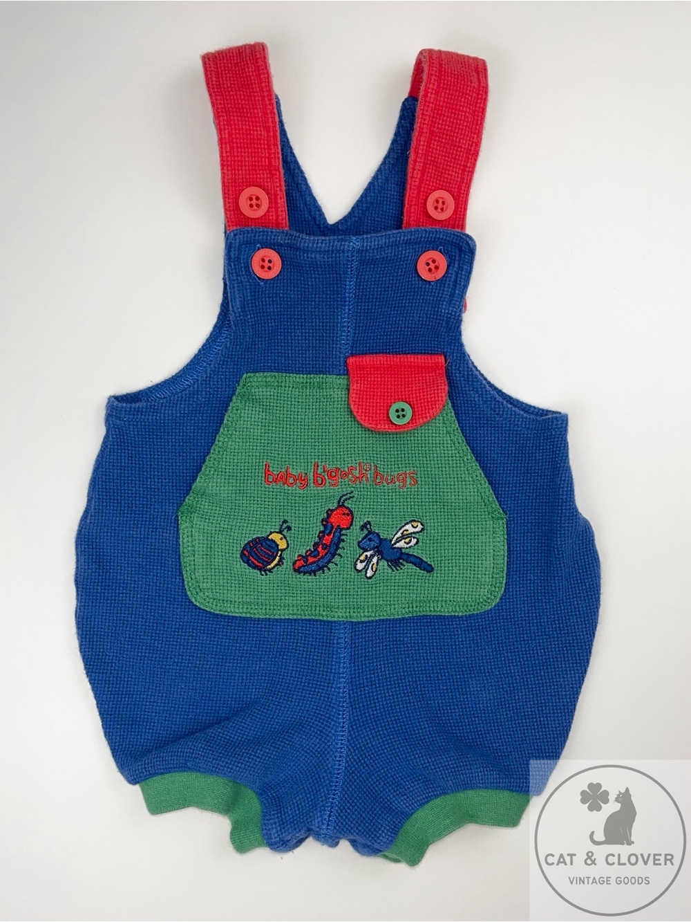 Baby B'Gosh 90s Embroidered Colorblock Waffle Knit Bugs Vintage Romper 3-6M